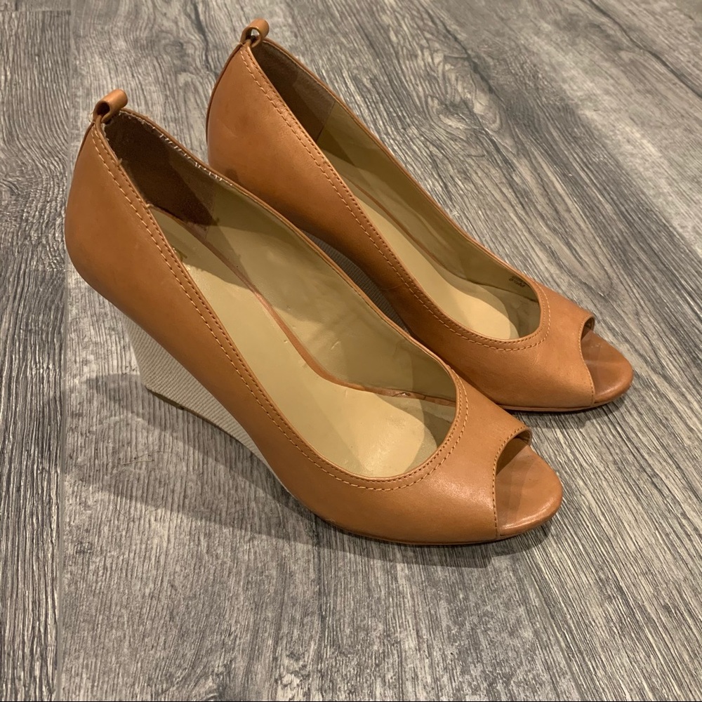 Leather Peeptoe Wedges